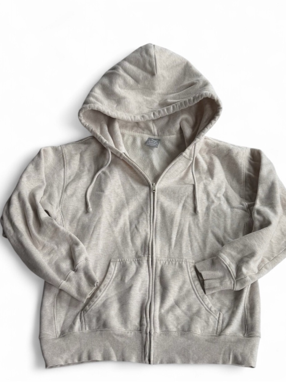 Aritzia TNA Cozy Boyfriend Cream Zip Up Hoodie Size Medium